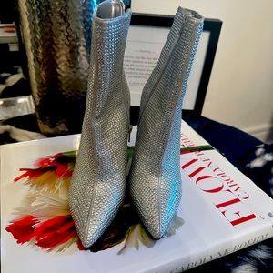 Silver Rhinestone Bootie